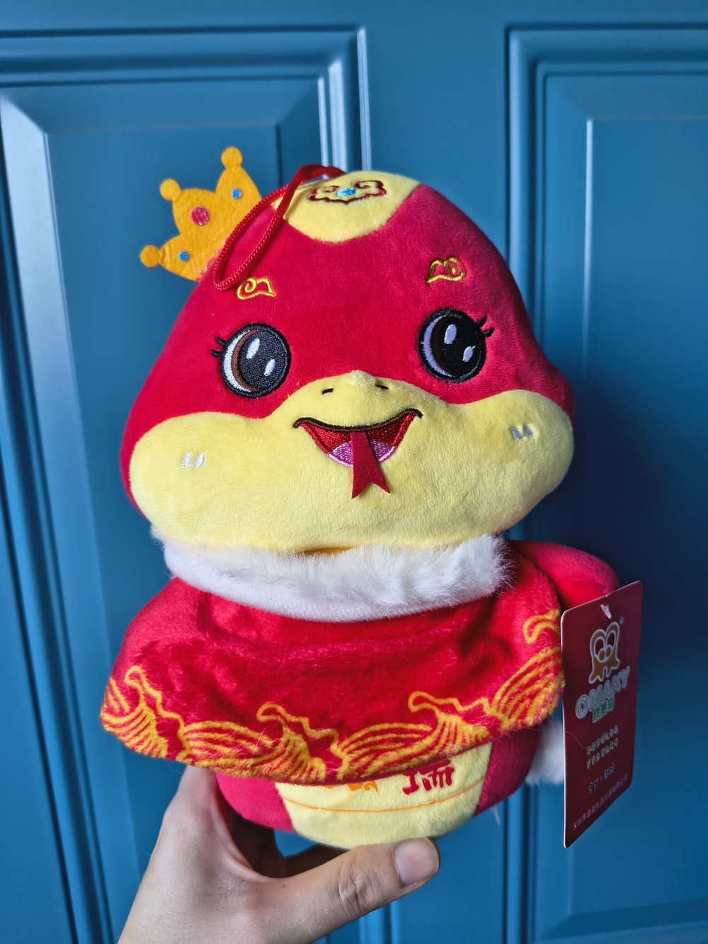 Plush Red and Yellow Dragon Stuffed Toy with Crown - Kids Plush